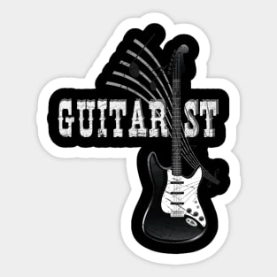 guitarist, retro Sticker